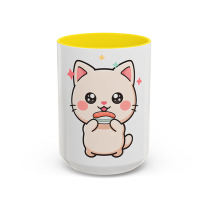 Kawaii Cat Sushi Mug, Cute Accent Coffee Mug