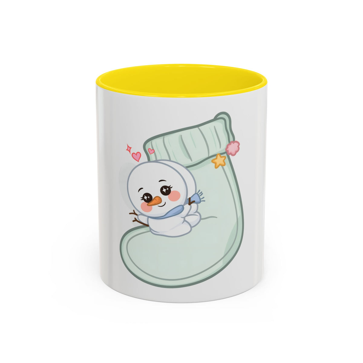 Christmas Snowman Accent Coffee Mug, Cute Holiday Gift