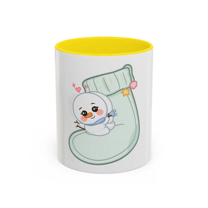 Christmas Snowman Accent Coffee Mug, Cute Holiday Gift