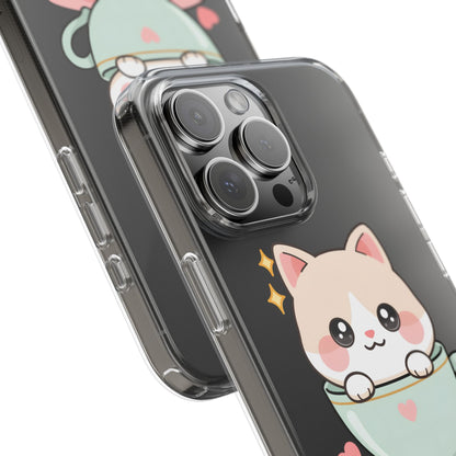 Kawaii Cat Phone Case, Cute Teacup Kitty Gift