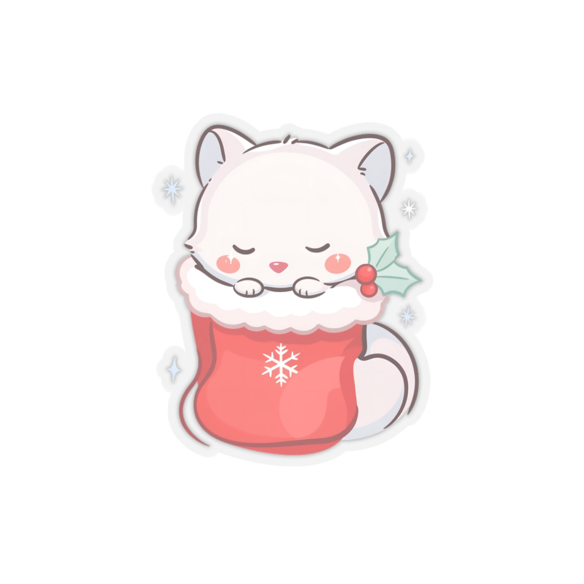 Kawaii Arctic Fox Christmas Sticker for Cozy Holiday Fans