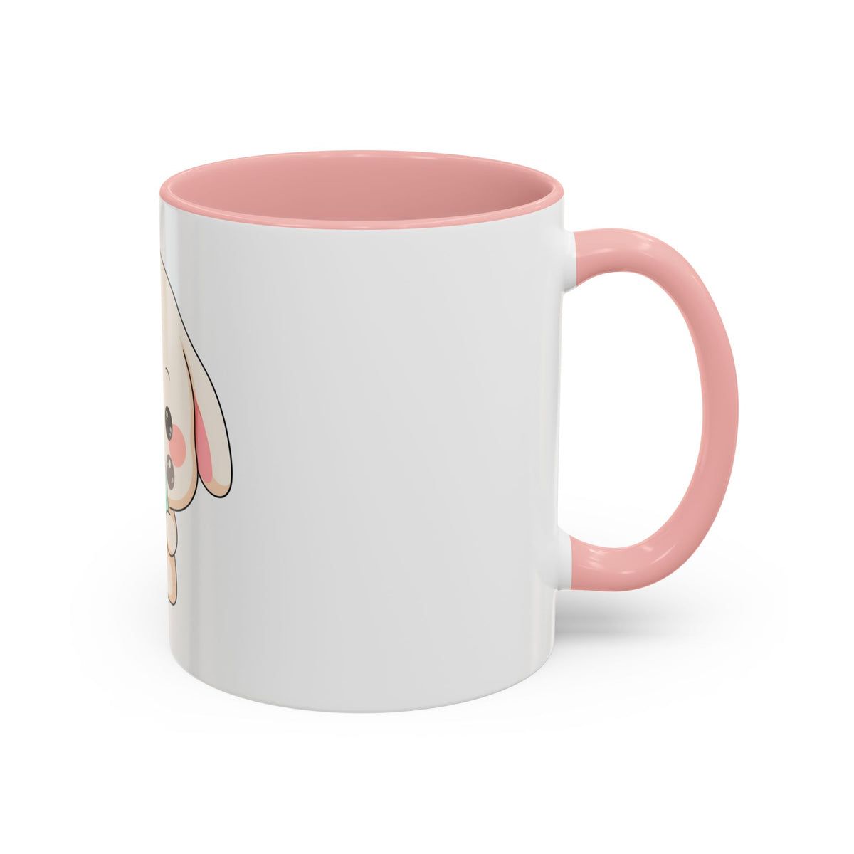 Kawaii Bunny Accent Coffee Mug, Cute Ice Cream Rabbit