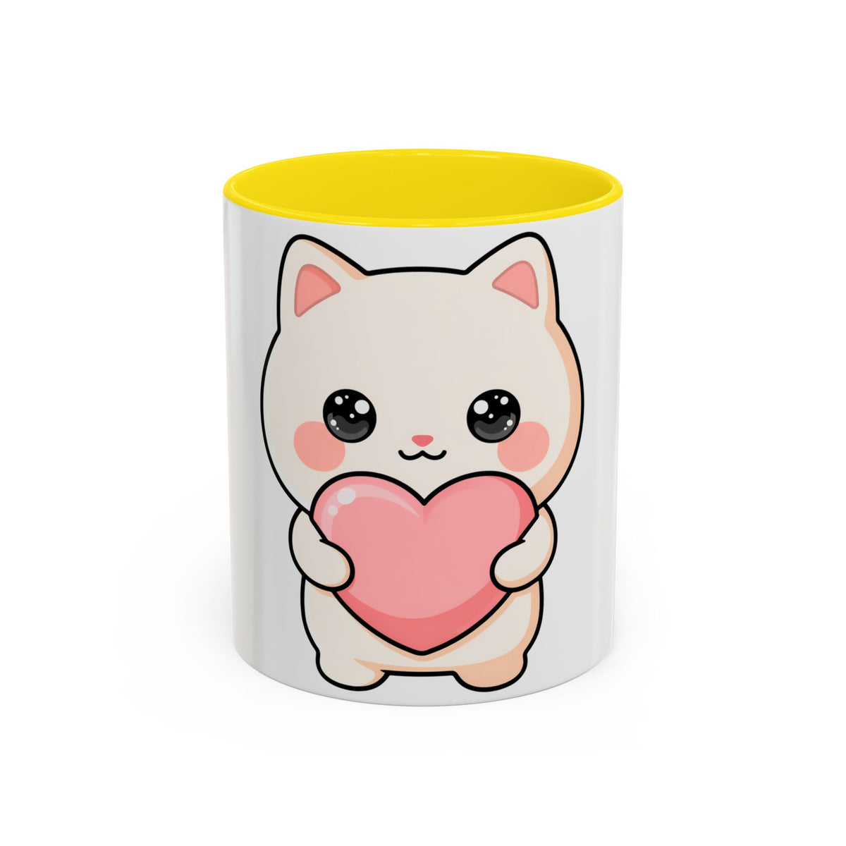 Kawaii Cat Heart Accent Coffee Mug for Sweet Morning Sips