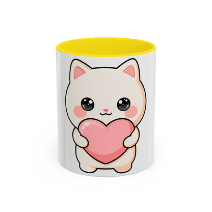 Kawaii Cat Heart Accent Coffee Mug for Sweet Morning Sips