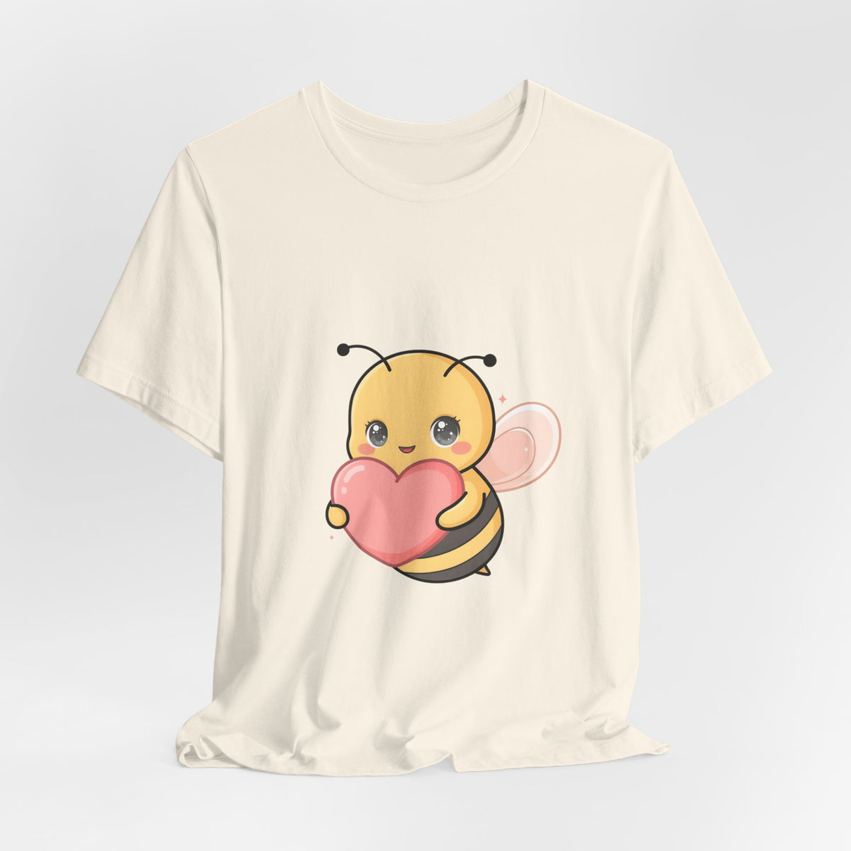 Kawaii Bee T-Shirt: Sweet Heart-Loving Unisex Tee