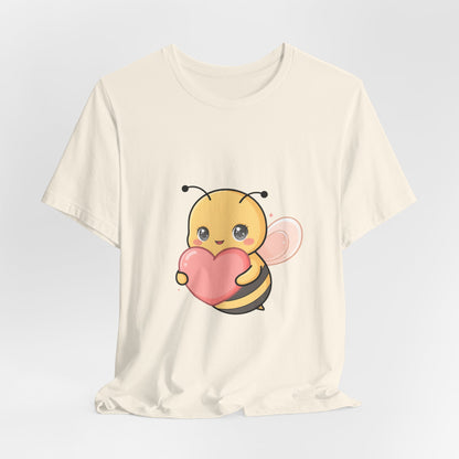 Kawaii Bee T-Shirt: Sweet Heart-Loving Unisex Tee