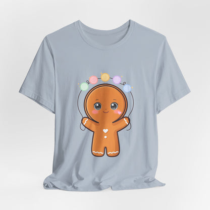 Kawaii Gingerbread Man Christmas T-Shirt, Cute Holiday Tee