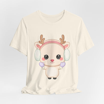 Kawaii Reindeer T-Shirt, Cute Winter Animal Tee