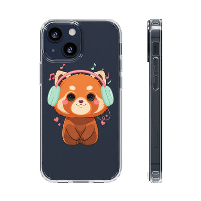 Red Panda Phone Case, Kawaii Music Lover Clear Case