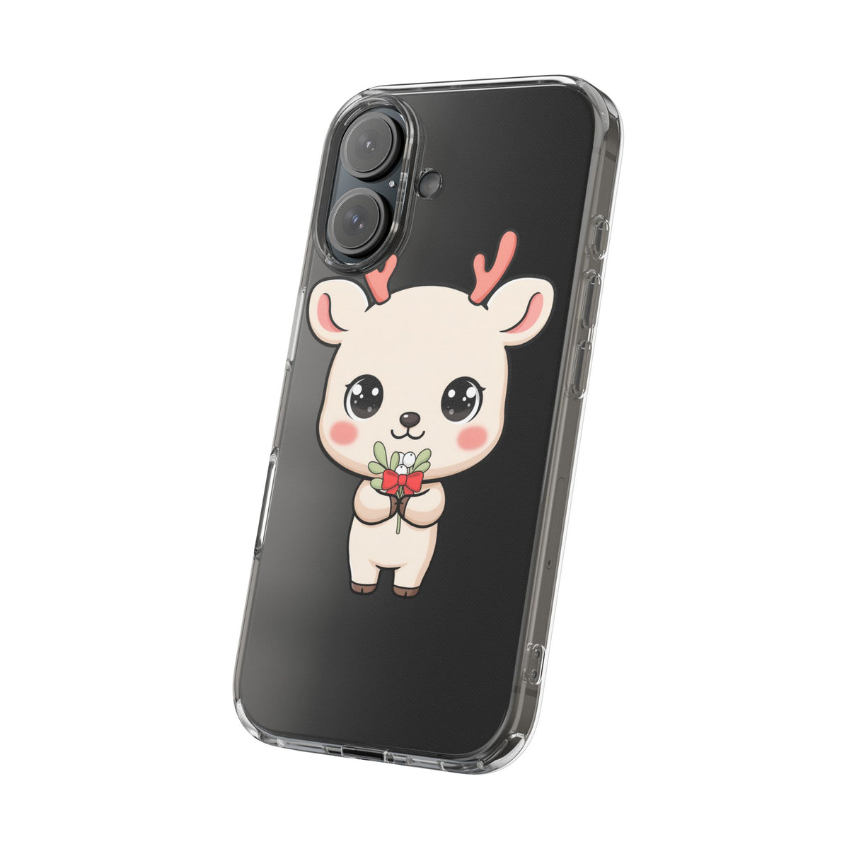 Kawaii Christmas Reindeer Clear Phone Case Gift