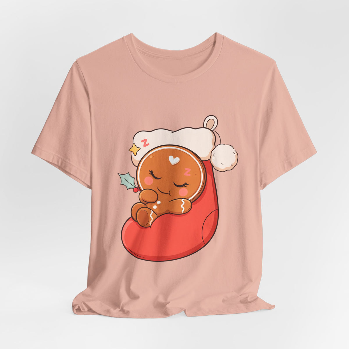 Sleeping Gingerbread Man Christmas T-Shirt, Kawaii Holiday Tee