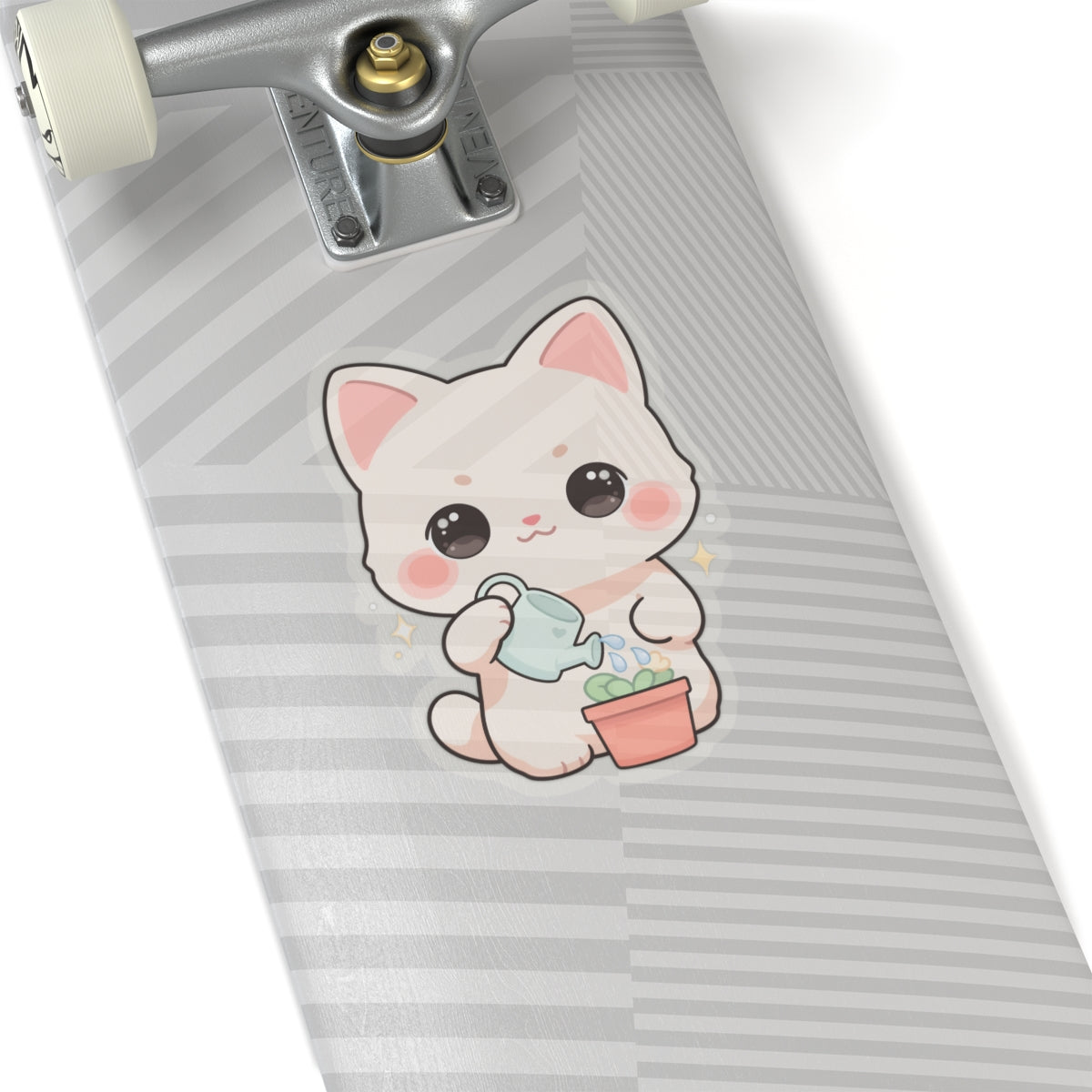 Kawaii Cat Plant Care Sticker for Journals and Laptops