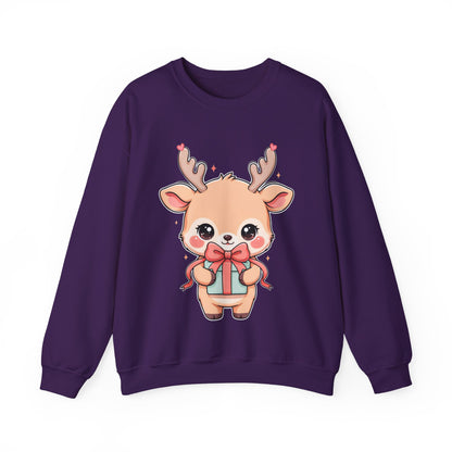 Kawaii Reindeer Christmas Sweatshirt, Cute Gift Crewneck