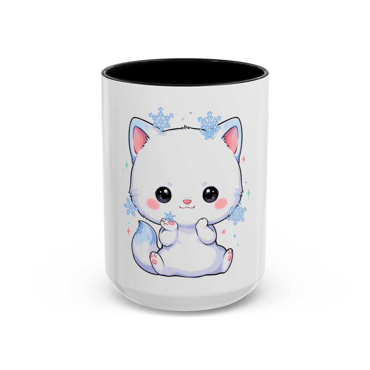 Kawaii Arctic Fox Accent Coffee Mug for Cozy Mornings