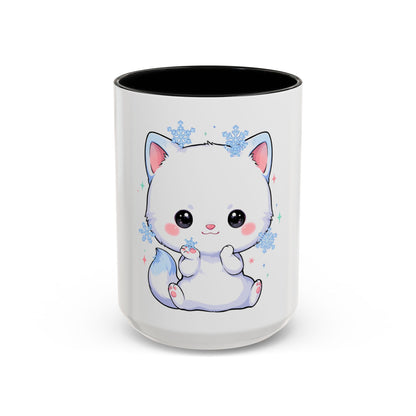 Kawaii Arctic Fox Accent Coffee Mug for Cozy Mornings