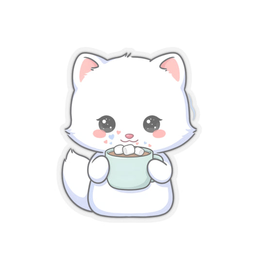 Arctic Fox Cocoa Sticker for Cozy Desk Decor