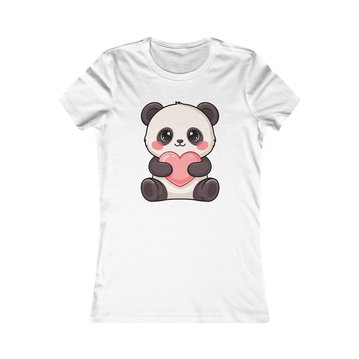 Kawaii Panda Heart Women's Tee – Cute Chibi Animal Shirt