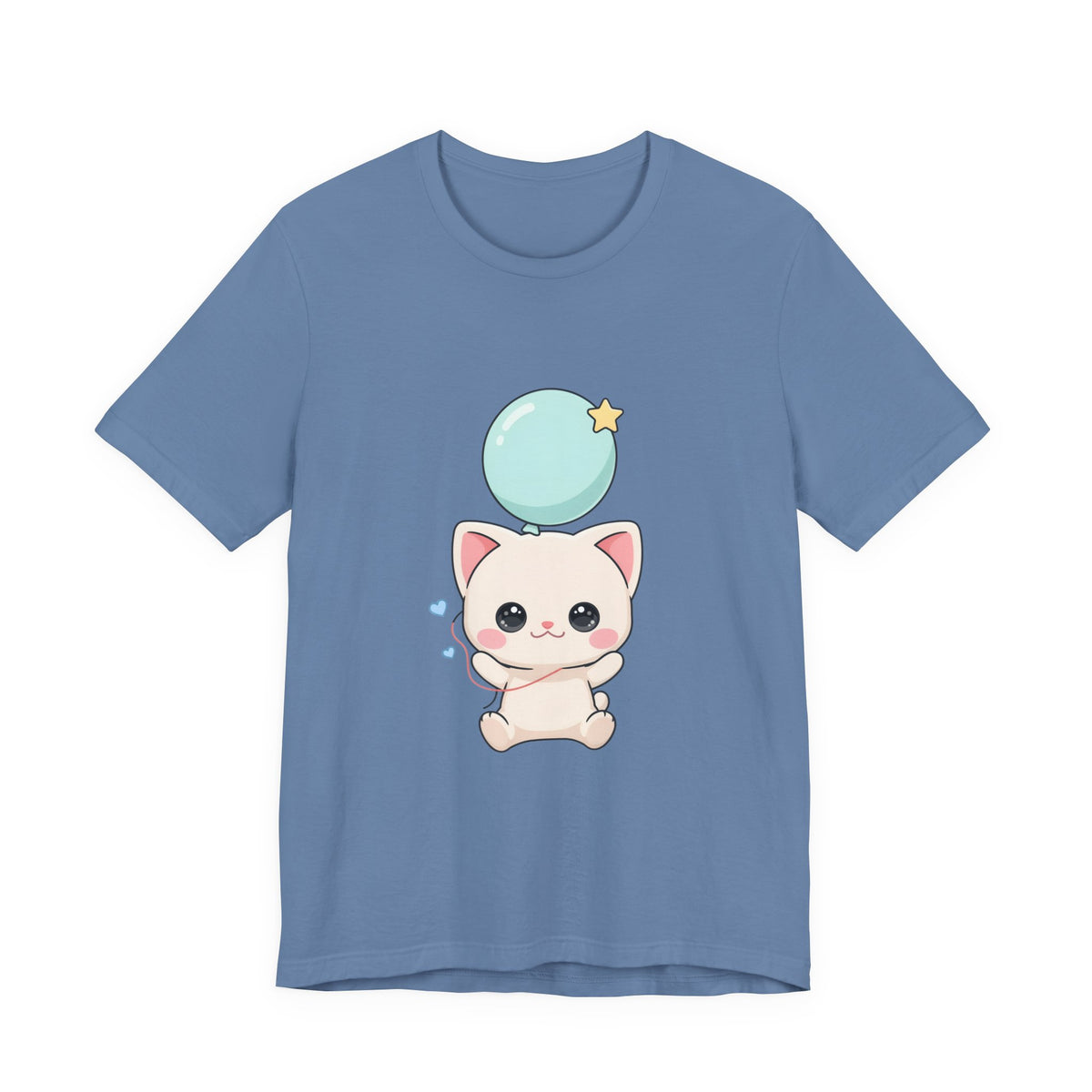 Kawaii Cat Balloon T-Shirt, Cute Chibi Kitty Tee