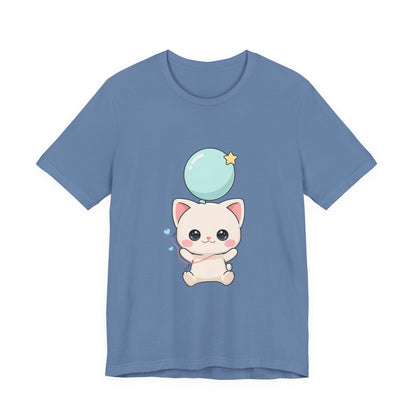 Kawaii Cat Balloon T-Shirt, Cute Chibi Kitty Tee