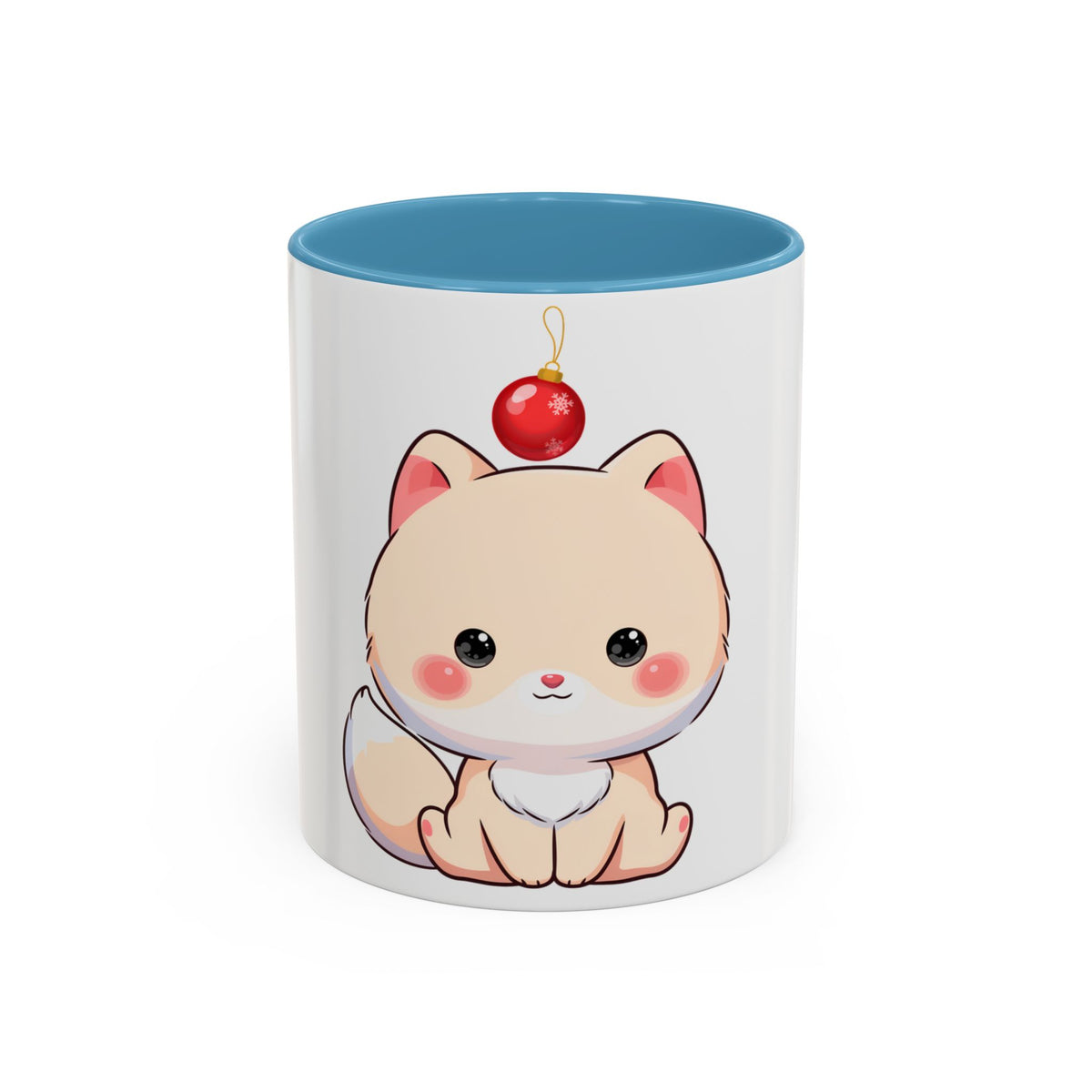 Kawaii Arctic Fox Christmas Mug – Cute Holiday Accent Mug
