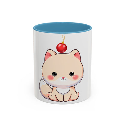 Kawaii Arctic Fox Christmas Mug – Cute Holiday Accent Mug
