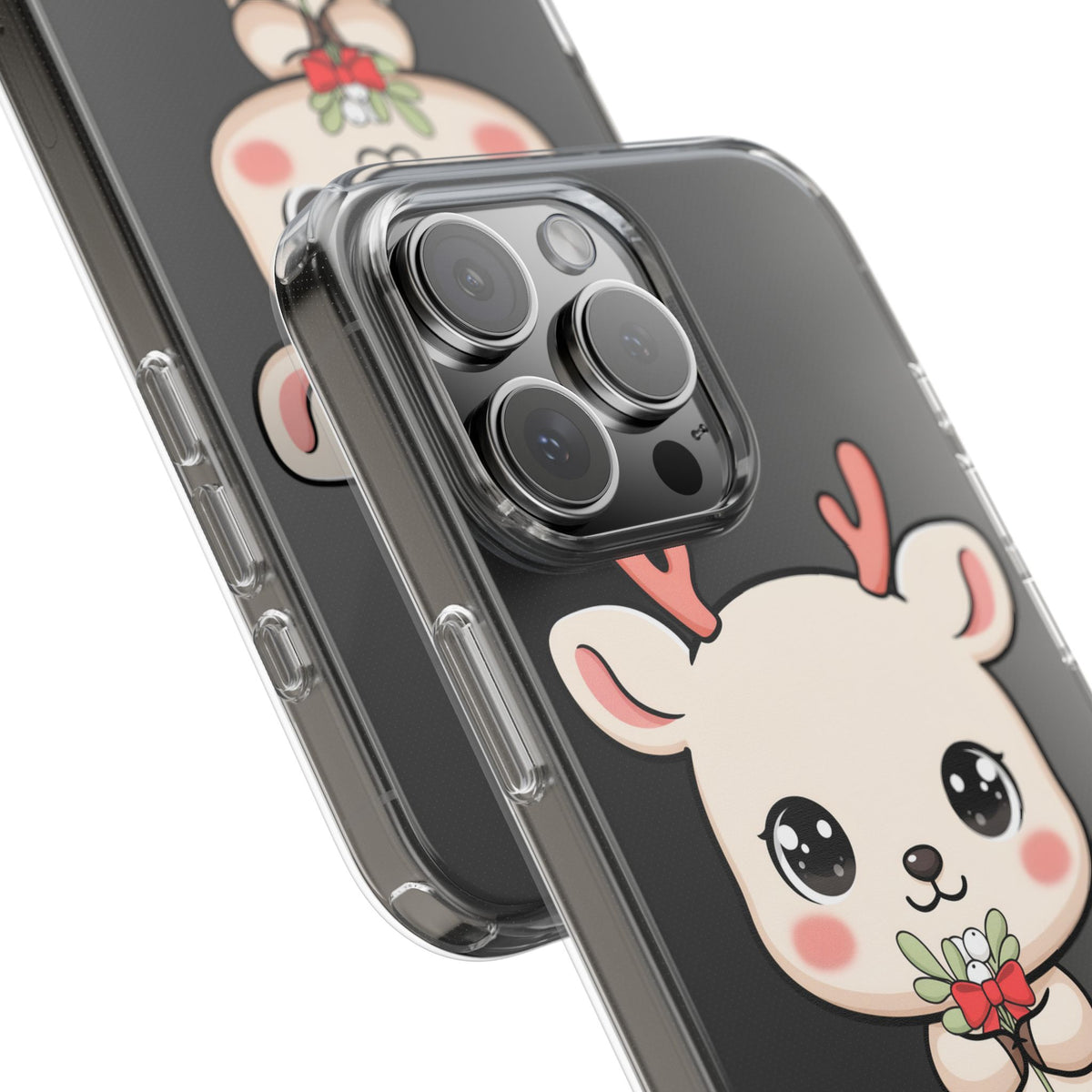 Kawaii Christmas Reindeer Clear Phone Case Gift