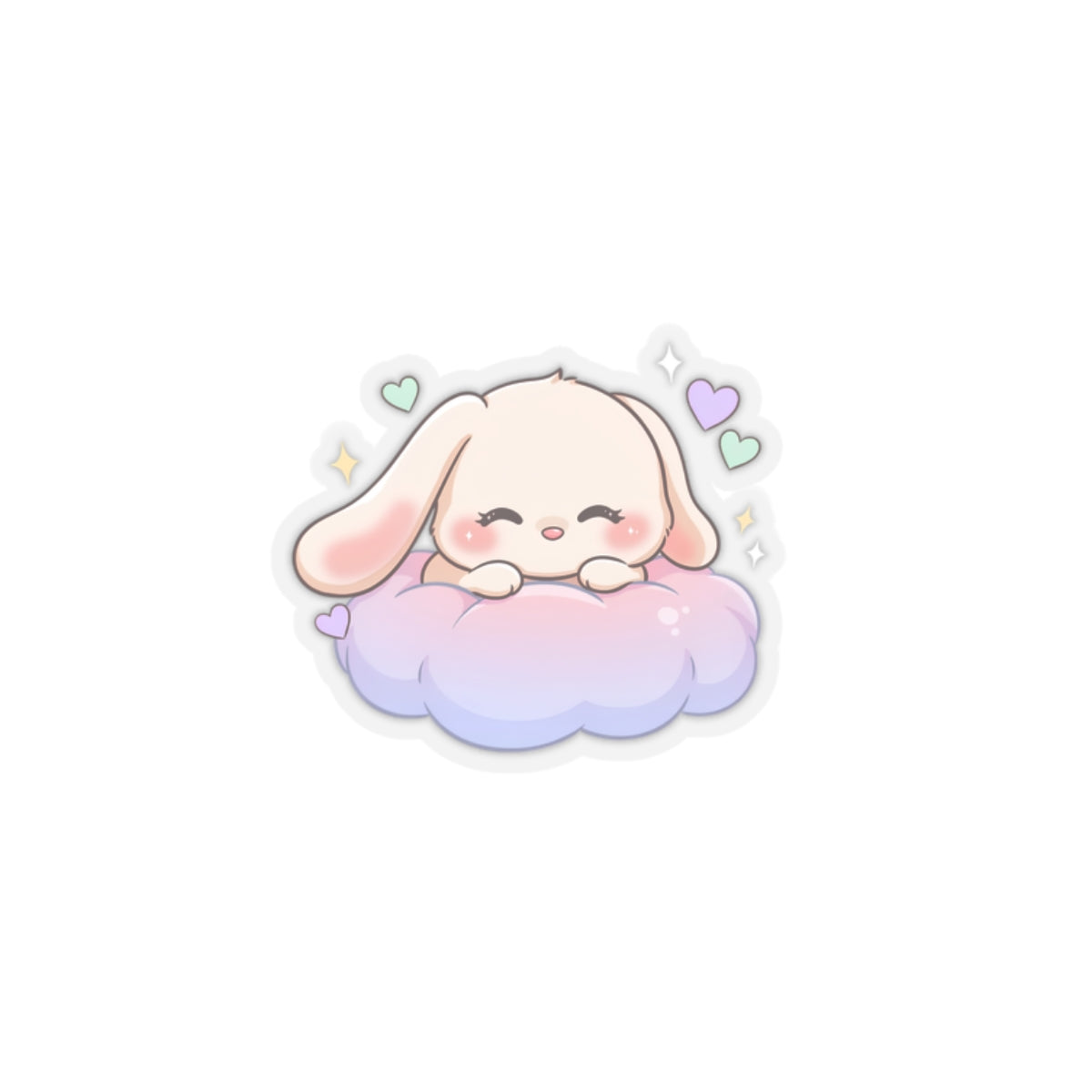 Kawaii Bunny Sticker on a Cloud for Cozy-Day Fans