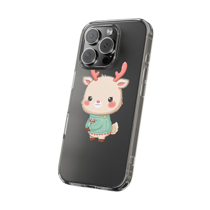 Kawaii Reindeer Clear Impact-Resistant Phone Case