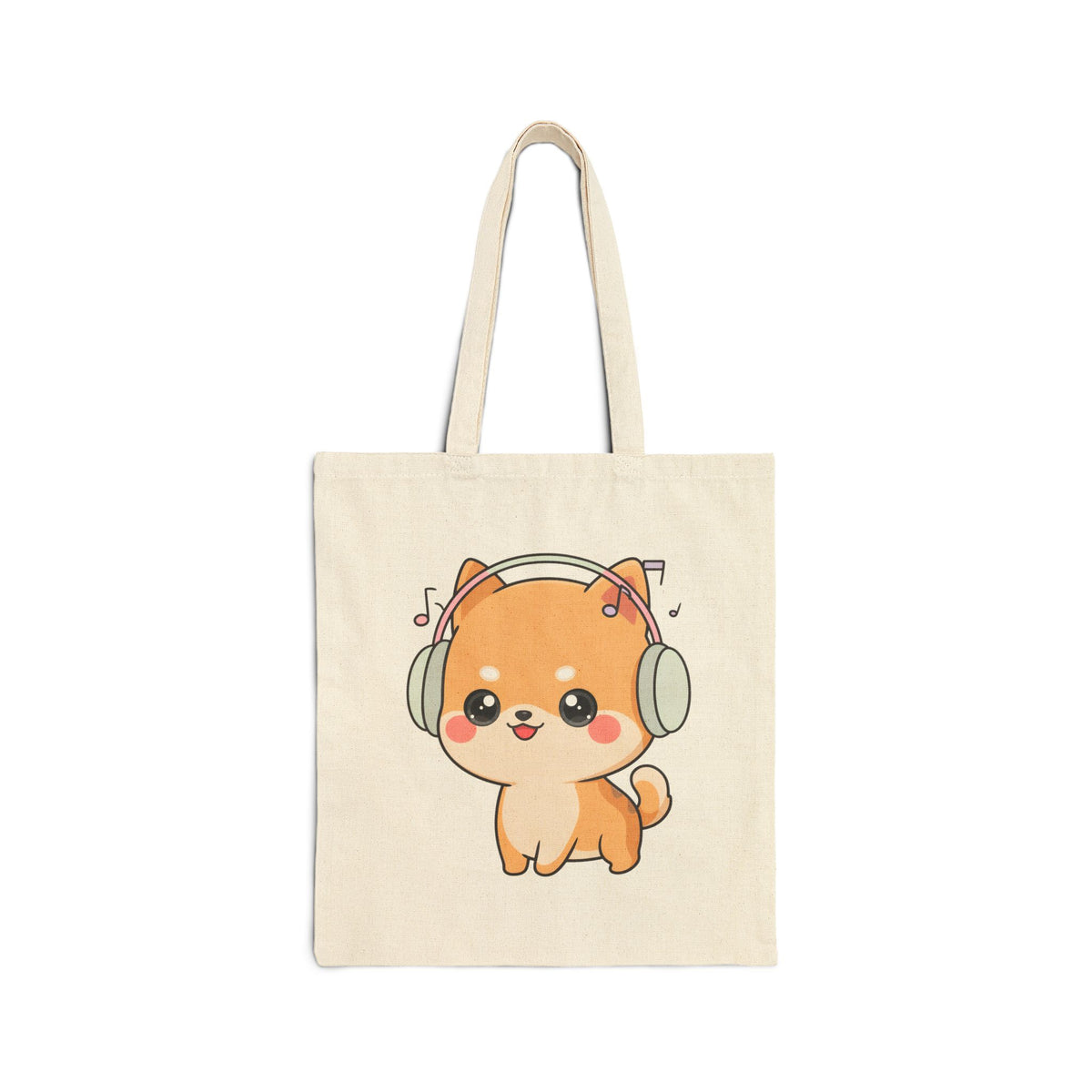 Kawaii Shiba Inu Tote Bag for Music Lovers