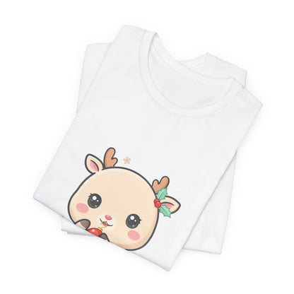 Kawaii Reindeer Christmas T-Shirt for Cute Holiday Style