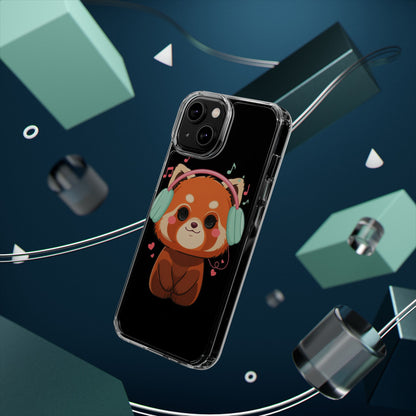 Red Panda Phone Case, Kawaii Music Lover Clear Case