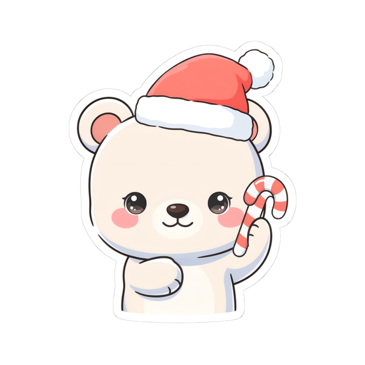 Christmas Polar Bear Sticker, Cute Kawaii Holiday Gift