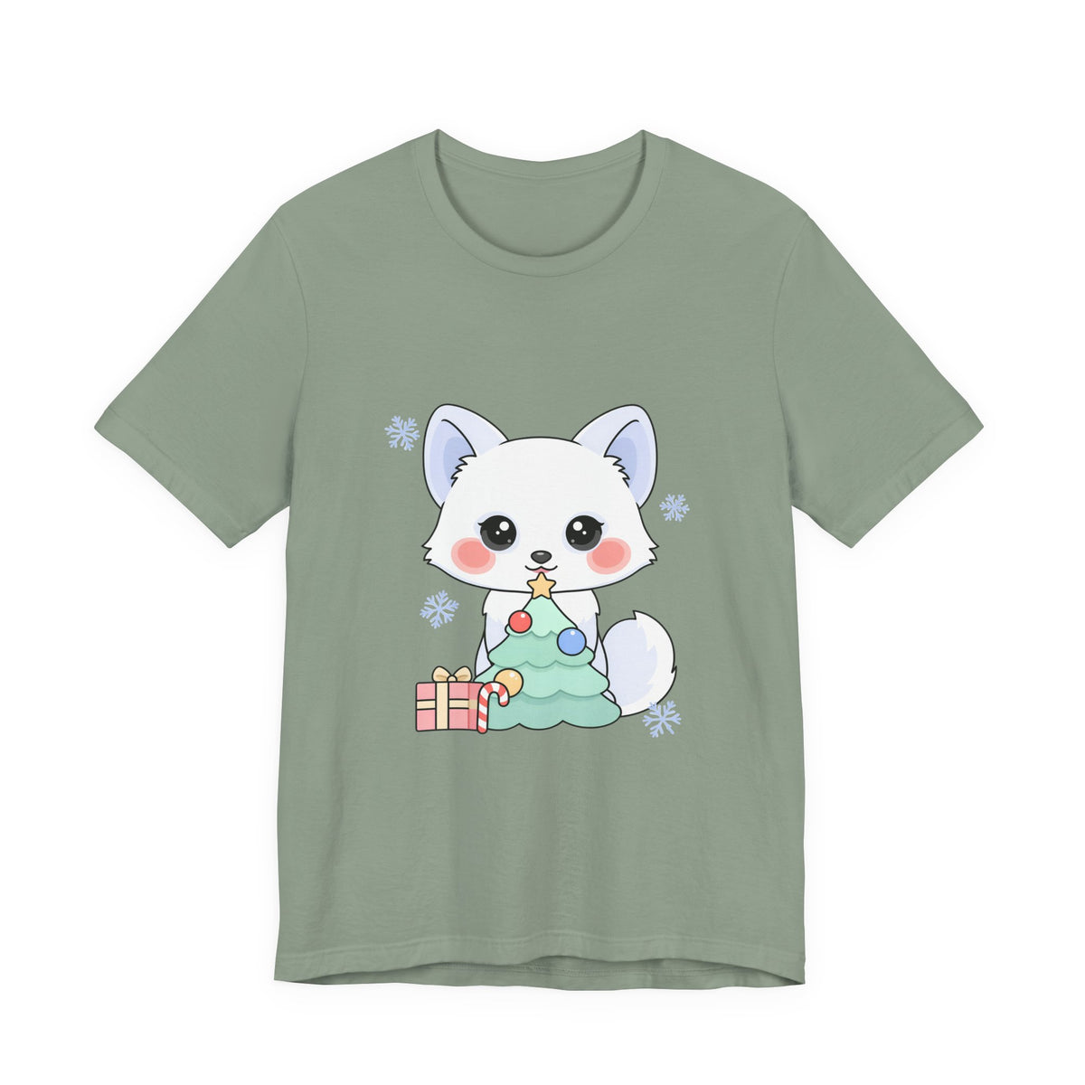 Kawaii Christmas Fox T-Shirt for Cozy Holiday Decorating