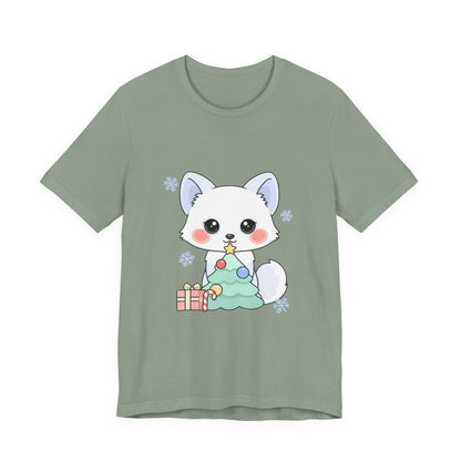 Kawaii Christmas Fox T-Shirt for Cozy Holiday Decorating