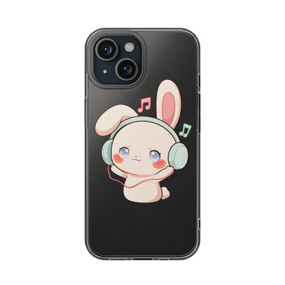 Kawaii Bunny Phone Case, Cute Music Lover Gift