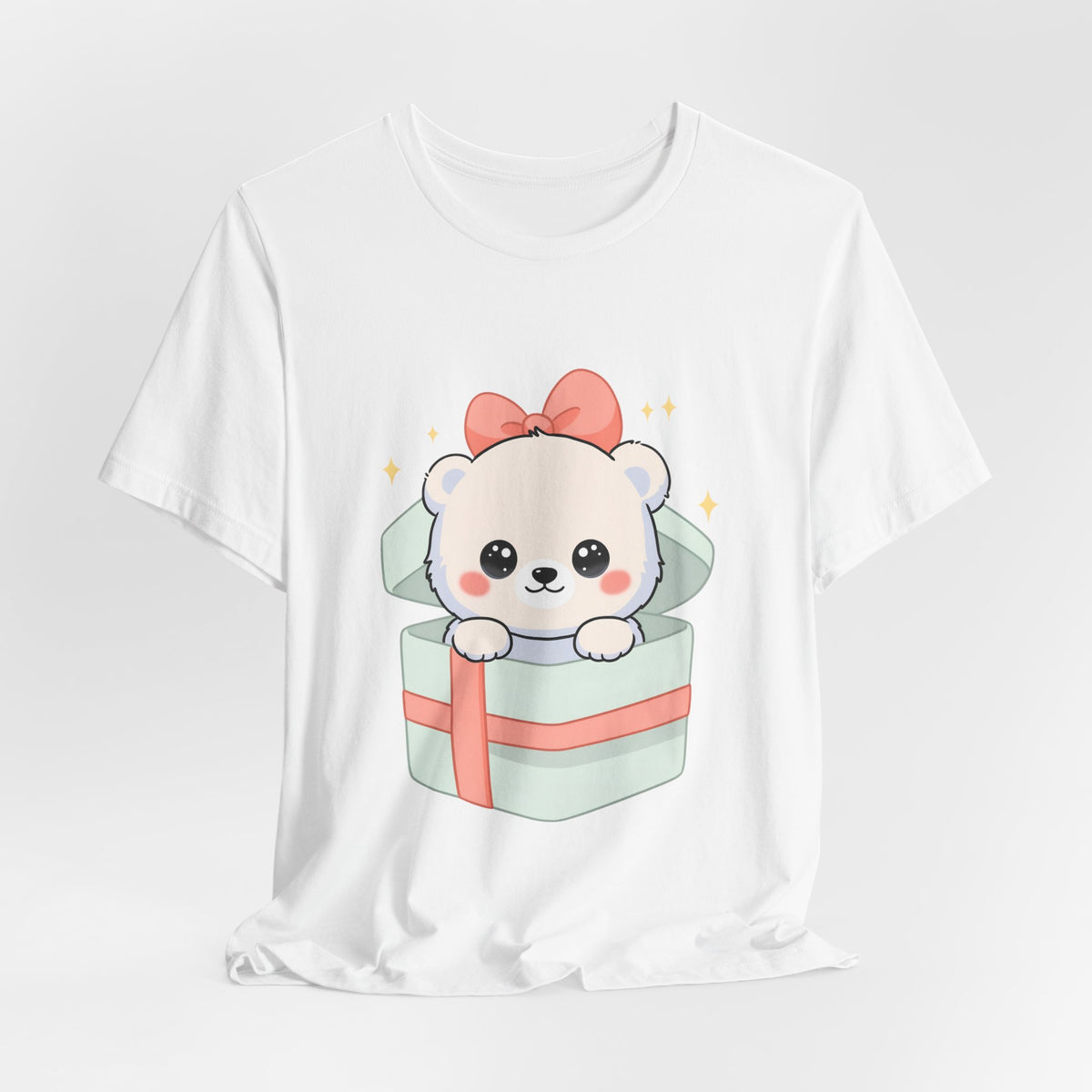Kawaii Polar Bear Tee, Cute Gift Box Cub Unisex Shirt