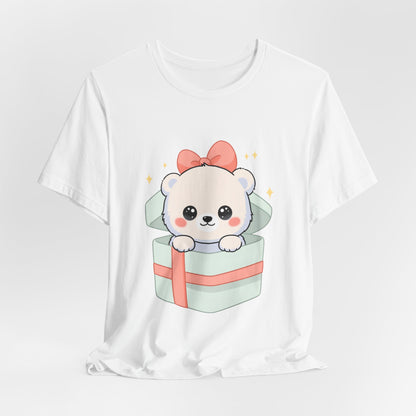 Kawaii Polar Bear Tee, Cute Gift Box Cub Unisex Shirt
