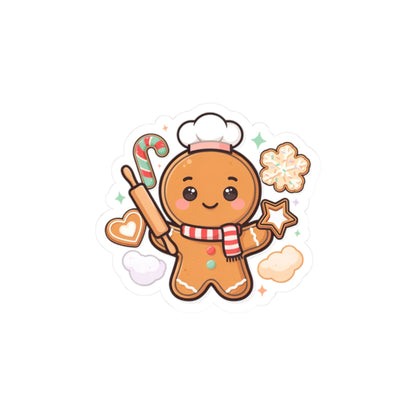 Kawaii Gingerbread Baker Christmas Kiss-Cut Sticker