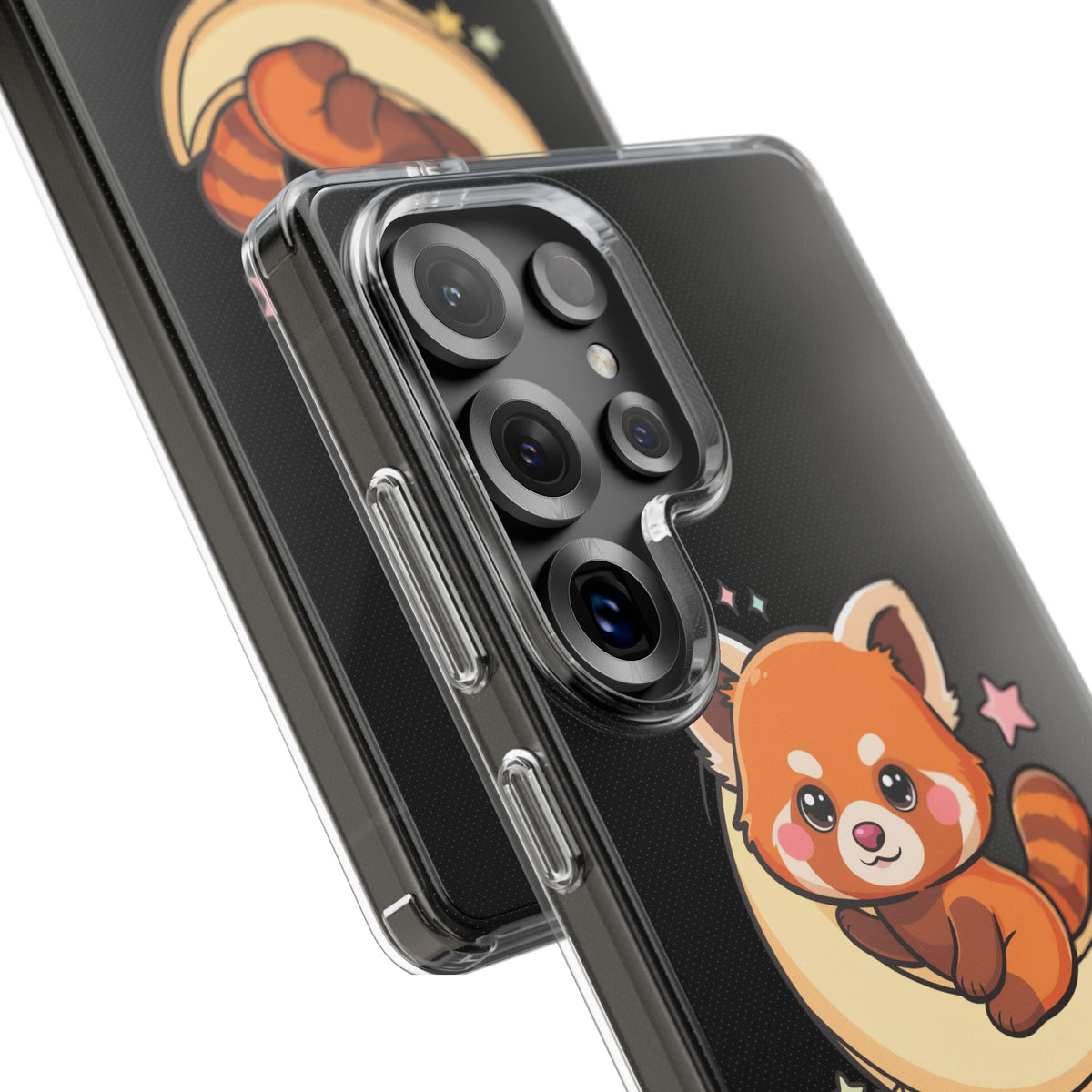 Red Panda Phone Case, Kawaii Moon Companion