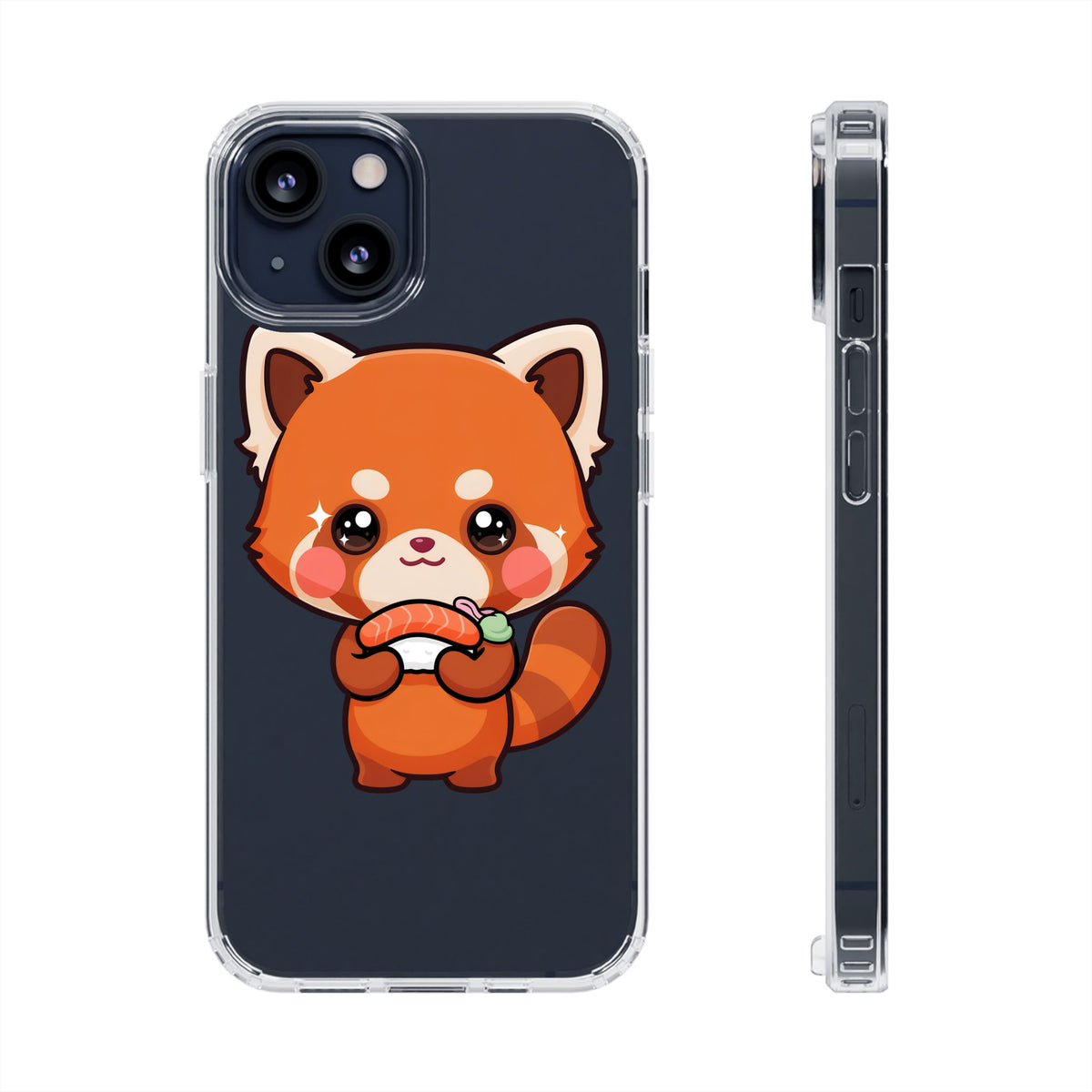 Red Panda Sushi Phone Case, Cute Kawaii Clear Case