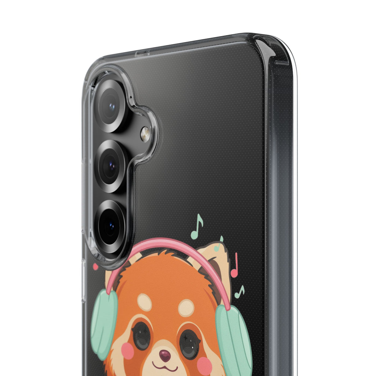 Red Panda Phone Case, Kawaii Music Lover Clear Case
