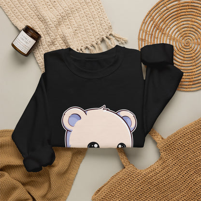 Kawaii Polar Bear Sweatshirt, Cute Sledding Cub Crewneck