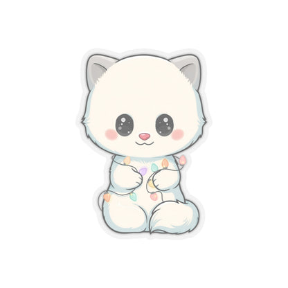 Kawaii Arctic Fox Sticker with Fairy Lights
