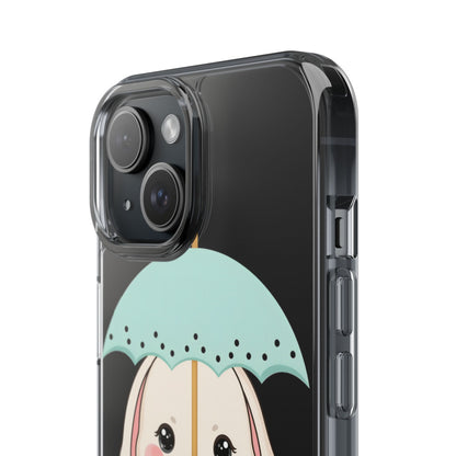 Kawaii Bunny Phone Case with Umbrella | Cute Clear Case