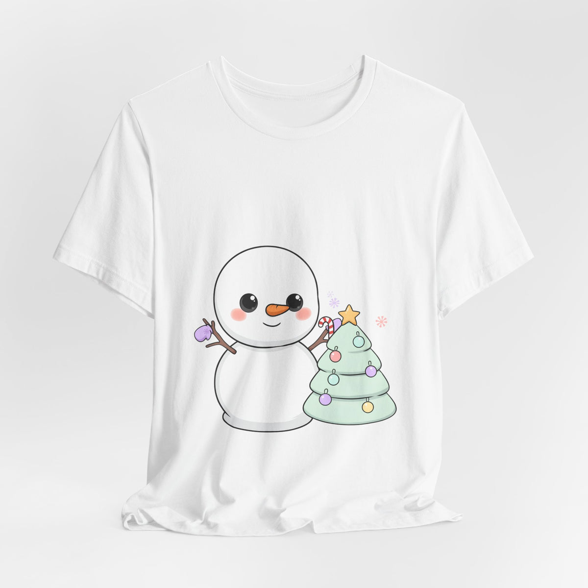 Kawaii Snowman Christmas T-Shirt for Festive Outfits
