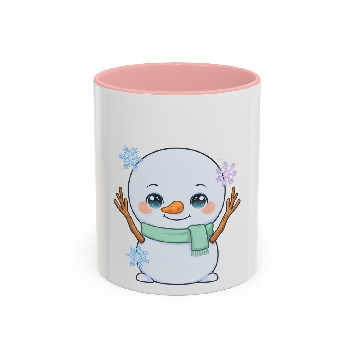 Kawaii Snowman Accent Coffee Mug for Winter Fans