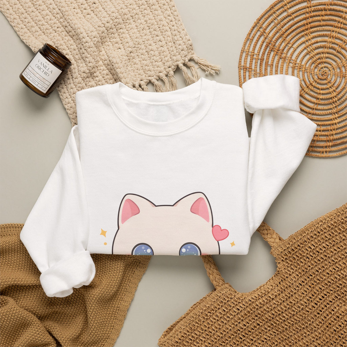 Kawaii Gamer Cat Sweatshirt for Cozy Gaming Nights