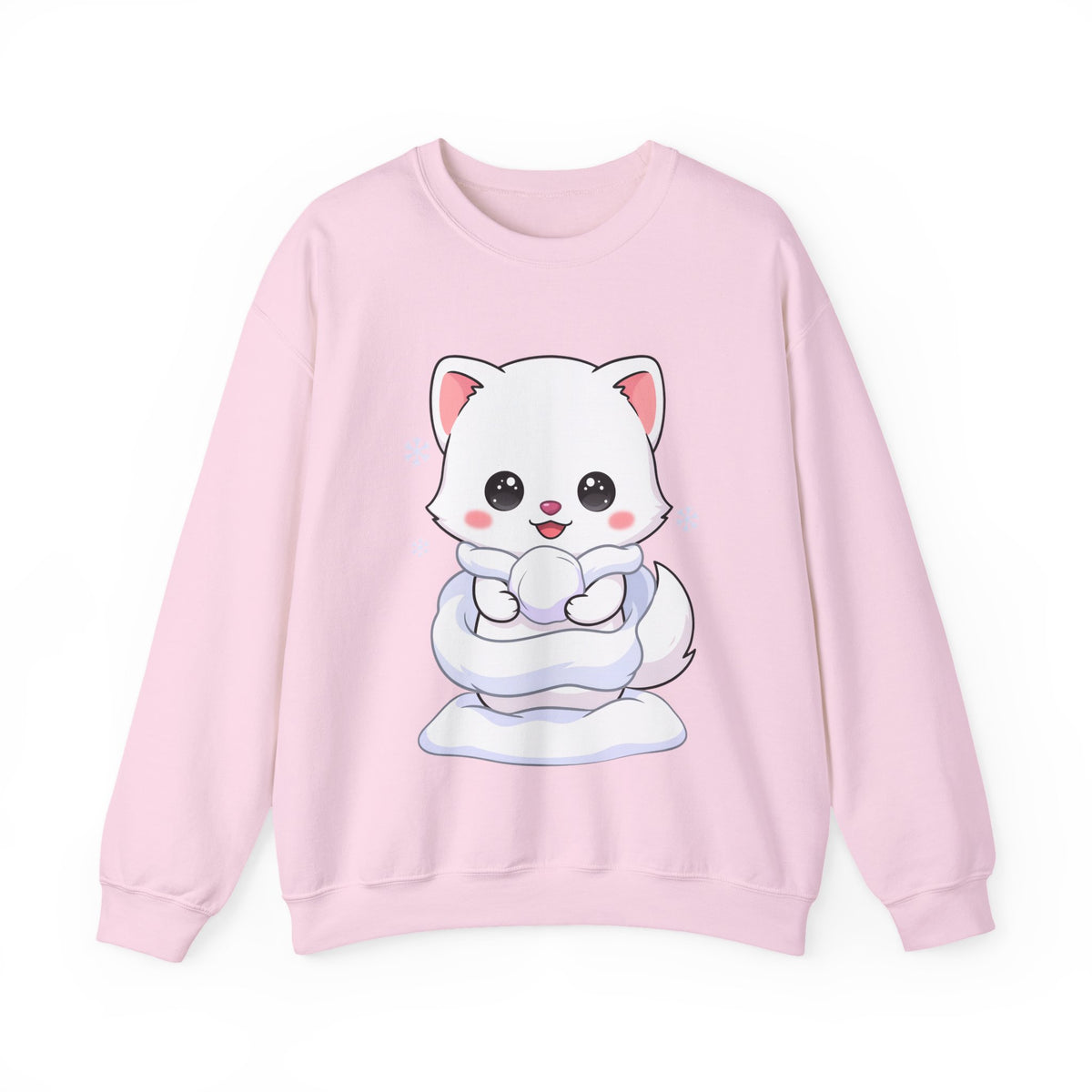 Kawaii Arctic Fox Sweatshirt, Cute Winter Animal Crewneck