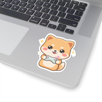 Kawaii Gamer Shiba Inu Kiss-Cut Sticker