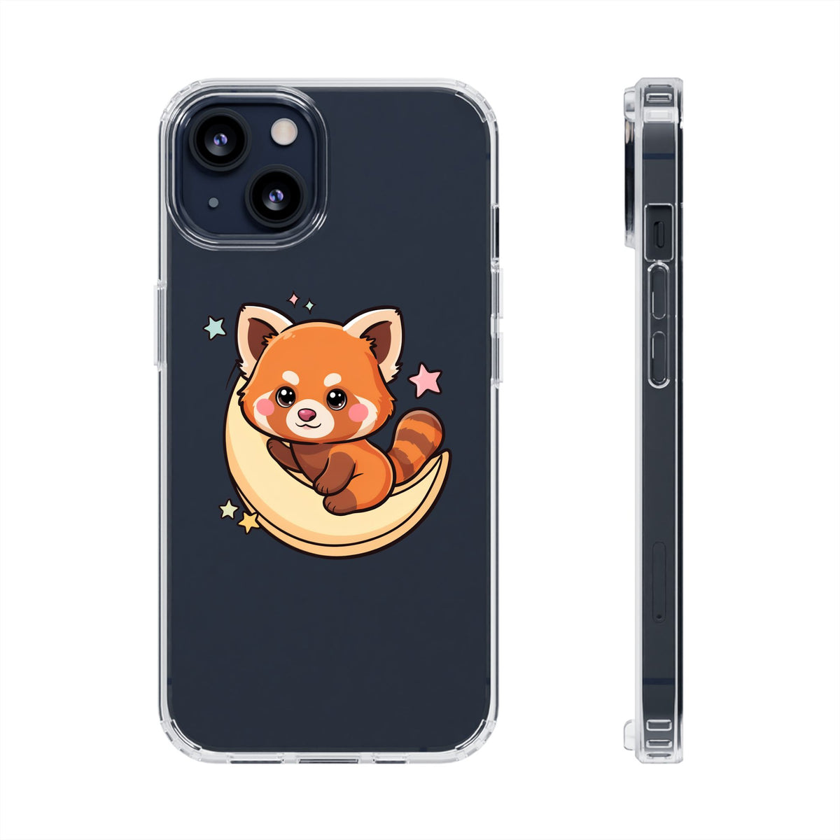Red Panda Phone Case, Kawaii Moon Companion